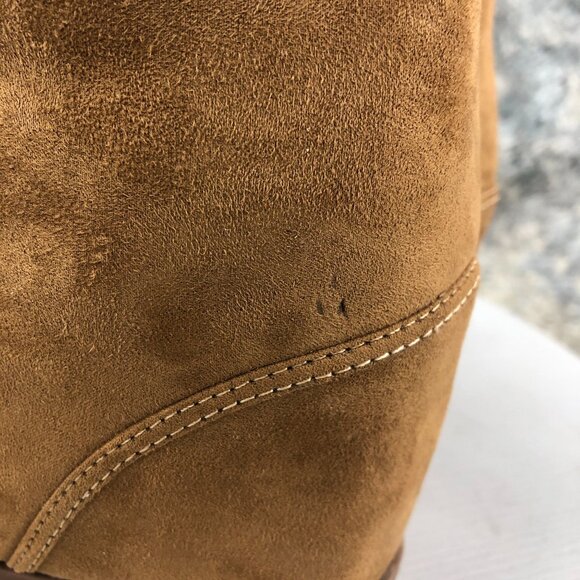 JustFab Women's 9 Kishani Brown Faux Suede High Heel Hidden Wedge Ankle Booties - Picture 7 of 14